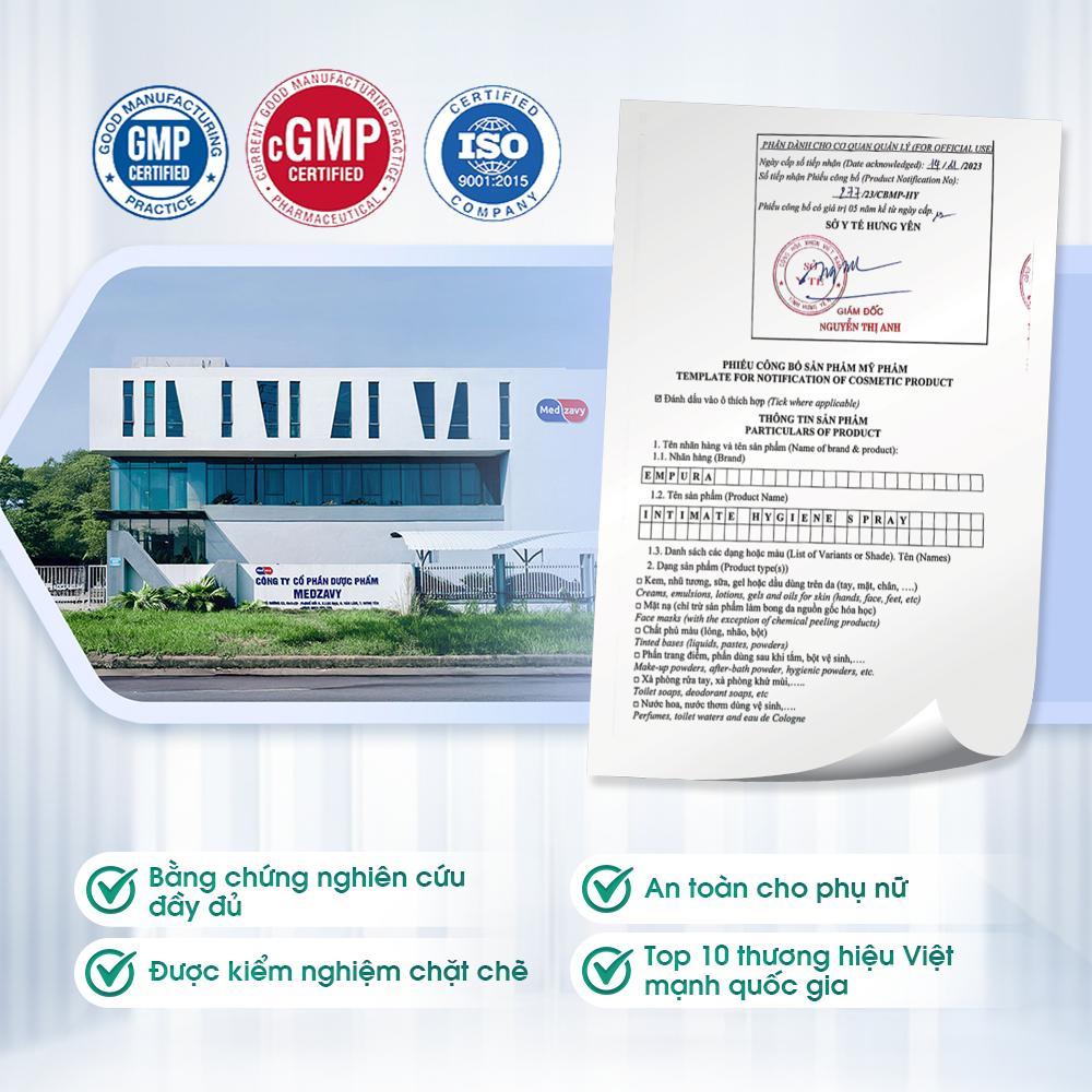 Chứng nhận GMP cGMP ISO và phiếu công bố sản phẩm emPura