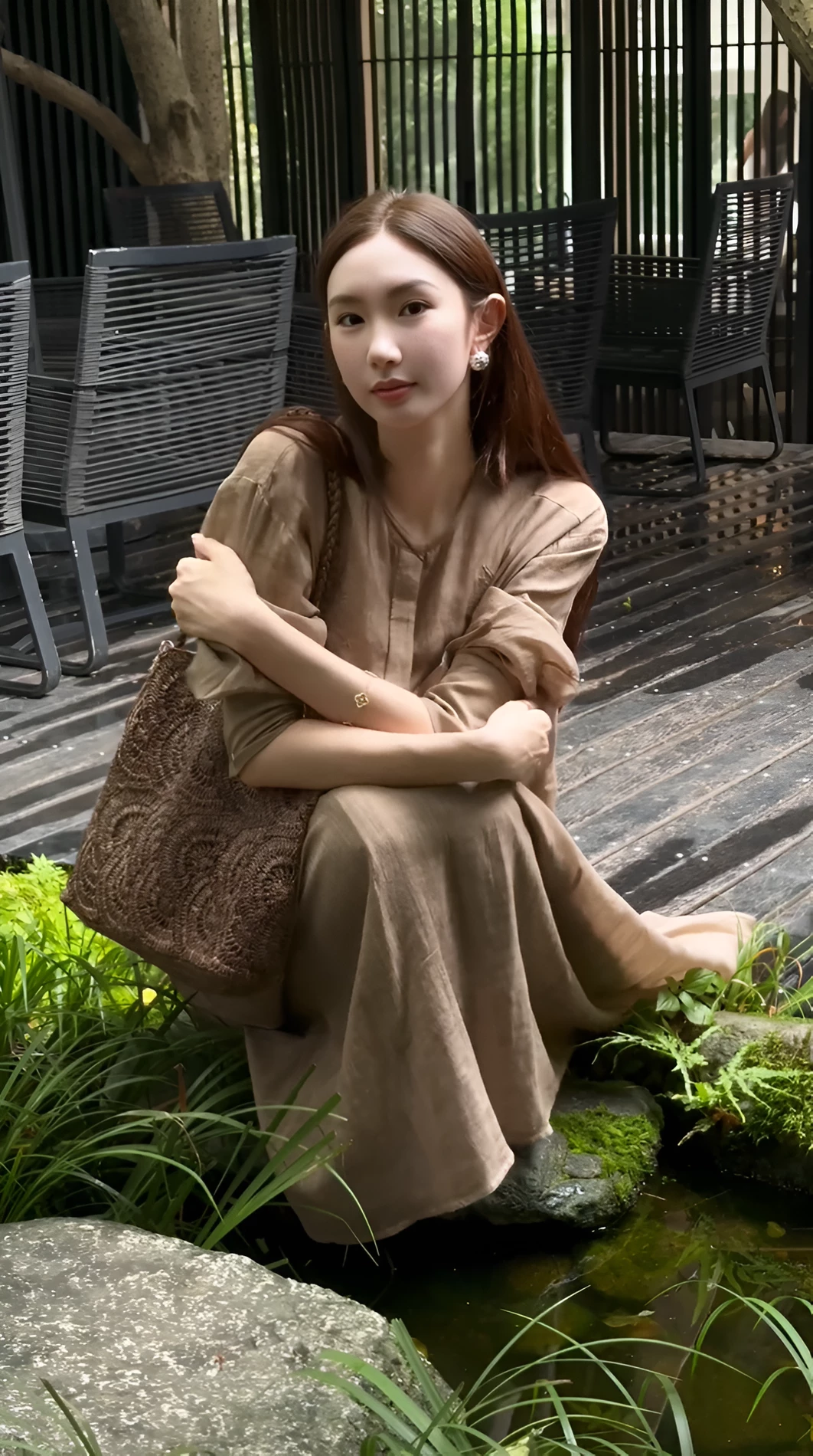 Chân váy xếp ly linen dáng dài