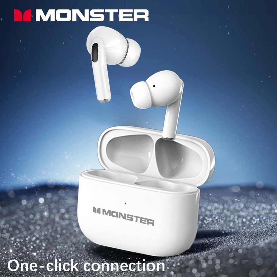 Tai nghe MONSTER HD Stereo TWS màu trắng, kết nối một chạm